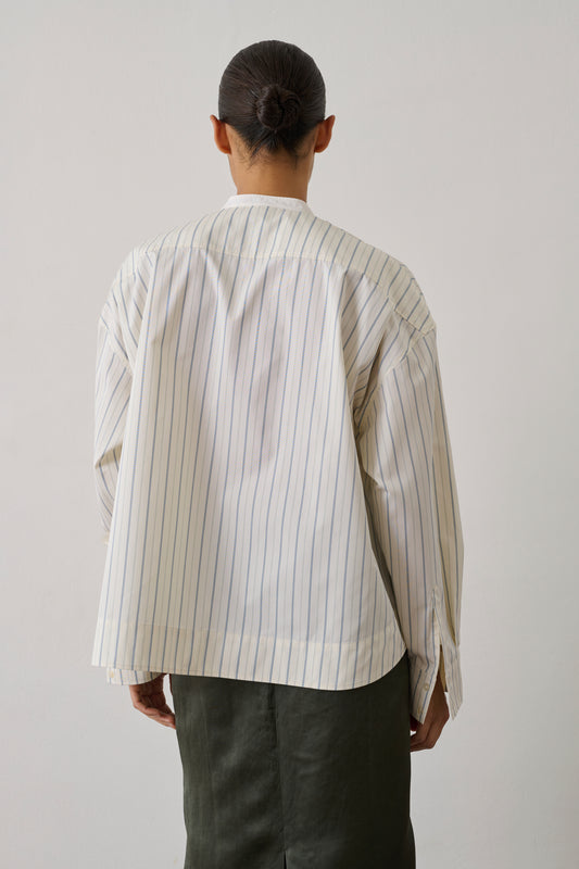 Chemise Idesia - Écru/Bleu - Coton - Femme